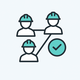 Network of installer avatars with badge representing verified installer network