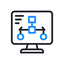 Icon of a dashboard with interconnected workflow nodes, representing centralised management