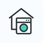Icon of washing machine and house, representing home & appliance