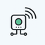 Icon of smart sensor with wireless signals, representing IoT